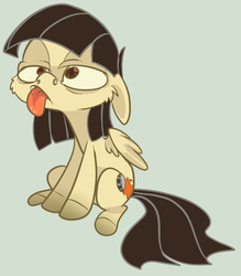 Size: 1057x1204 | Tagged: safe, artist:xenon, wild fire, pegasus, pony, g4, faic, female, mare, sitting, solo, tongue out