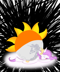 Size: 2480x2963 | Tagged: safe, artist:iiifadedinkiii, princess celestia, g4, crying, filly, high res, moon, sun