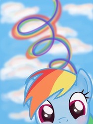 Size: 768x1024 | Tagged: safe, artist:shynies, rainbow dash, pony, g4, cute, female, rainbow, solo