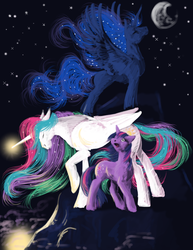 Size: 850x1100 | Tagged: safe, artist:soranoryu, princess celestia, princess luna, twilight sparkle, g4