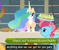 Size: 434x371 | Tagged: safe, screencap, cup cake, princess celestia, g4, gary, youtube, youtube caption