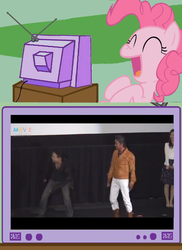 Size: 562x770 | Tagged: safe, pinkie pie, human, pony, g4, event, exploitable meme, gavan, ichijouji retsu, jumoji geki, kenji ohba, laughingpie, meme, space sheriff gavan, total zero, tv meme, yuma ishigaki