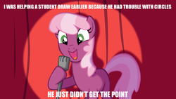 Size: 1200x675 | Tagged: safe, artist:equestria-prevails, cheerilee, g4, cheerilee pun, exploitable meme, image macro, meme, pun, stand-up comedy