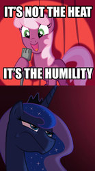 Size: 500x900 | Tagged: safe, cheerilee, princess luna, g4, cheerilee pun, exploitable meme, frown, luna is not amused, meme, stand-up comedy, tough critic luna, unamused