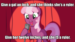 Size: 1600x900 | Tagged: safe, artist:equestria-prevails, cheerilee, g4, cheerilee pun, exploitable meme, image macro, meme, stand-up comedy