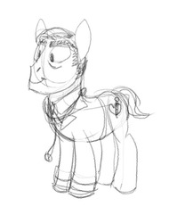 Size: 456x600 | Tagged: safe, artist:carnifex, pony, doctor pony, doug ross, er, george clooney, monochrome, ponified, solo