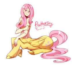 Size: 1632x1500 | Tagged: dead source, safe, artist:tomoe-chi, fluttershy, centaur, ponytaur, taur, g4, blushing, centaurshy, female, pegataur, solo