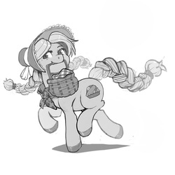 Size: 900x900 | Tagged: safe, artist:kevinsano, granny smith, earth pony, pony, g4, basket, bonnet, grayscale, monochrome, solo