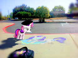 Size: 900x675 | Tagged: safe, artist:ostichristian, sweetie belle, pony, g4, chalk, chalk drawing, irl, photo, ponies in real life, traditional art