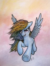 Size: 400x524 | Tagged: safe, artist:silverybeast, rainbow dash, g4, flying