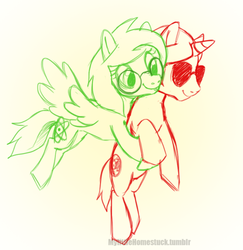 Size: 500x515 | Tagged: safe, artist:mylittlehomestuck, artist:wickedkittybitchen, dave strider, glasses, homestuck, jade harley, ponified