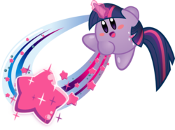 Size: 812x605 | Tagged: safe, artist:jrk08004, twilight sparkle, puffball, g4, crossover, female, kirby, kirby (series), kirby twilight, kirbyfied, magic, nintendo, parody, simple background, solo, species swap, stars, transparent background, video game