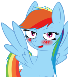 Size: 810x907 | Tagged: safe, rainbow dash, pegasus, pony, g4, blushing, female, solo