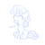 Size: 900x900 | Tagged: safe, artist:aleximusprime, sweetie belle, unicorn, g4, eyes closed, female, filly, foal, grin, horn, monochrome, sitting, smiling, squee, squeetie belle