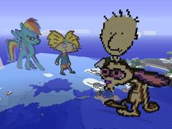 Size: 640x480 | Tagged: safe, artist:cyael, rainbow dash, human, pegasus, pony, g4, arnold shortman, doug, doug funnie, female, game screencap, hey arnold, male, mare, minecraft, minecraft pixel art, pixel art, ren and stimpy, ren hoek