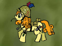 Size: 800x600 | Tagged: safe, artist:reyjavik, carrot top, golden harvest, pony, g4, female, soldier, solo, weapon