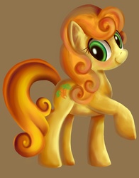 Size: 924x1178 | Tagged: safe, artist:ailatf, carrot top, golden harvest, earth pony, pony, g4, female, looking at you, mare, raised hoof, smiling, solo