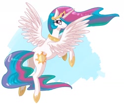 Size: 1280x1084 | Tagged: safe, artist:voyeurs, princess celestia, pony, g4, female, flying, solo