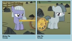 Size: 543x308 | Tagged: safe, limestone pie, marble pie, earth pony, pony, g4, butt, meme, pie sisters, plot, shipyard lulz, vector