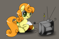 Size: 900x600 | Tagged: safe, artist:soniskbooster, carrot top, golden harvest, pony, g4, cute, cutie top, female, solo, television