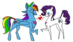 Size: 562x329 | Tagged: safe, artist:brulses, rainbow dash, rarity, g4, female, half r63 shipping, male, rainbow blitz, rule 63, ship:rariblitz, ship:raridash, shipping, straight