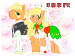 Size: 800x600 | Tagged: safe, artist:anaxboo, applejack, earth pony, pony, g4, alternate hairstyle, applejack (male), bolo tie, boots, clothes, dress, duo, female, male, r63 paradox, rule 63, self ponidox, selfcest, ship:applejacks, shipping, straight, suit, wedding, wedding dress