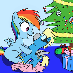 Size: 1000x1000 | Tagged: safe, artist:madmax, artist:pacce, rainbow dash, g4, christmas, female, filly, filly rainbow dash, plushie, wonderbolts, younger