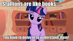 Size: 1280x720 | Tagged: safe, edit, twilight sparkle, pony, unicorn, g4, adorkable, bedroom eyes, book, caption, cute, dork, female, horn, mare, text