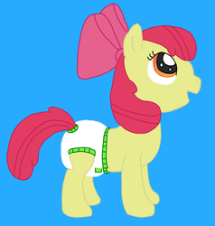 Size: 1066x1121 | Tagged: safe, artist:hooligan, apple bloom, g4, bow, diaper, female, non-baby in diaper, solo