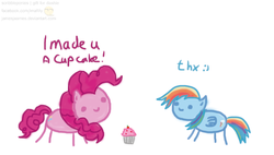 Size: 1224x697 | Tagged: safe, artist:jamesjaames, pinkie pie, rainbow dash, g4, cupcake, my little scribble, rainbow and cupcakes, scribble, scribbles