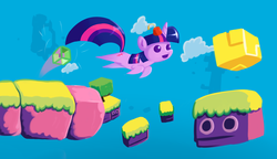 Size: 1300x750 | Tagged: safe, artist:miketheuser, spike, twilight sparkle, g4, crossover, female, fez, fez (video game), game, hat, pointy ponies, solo, video game