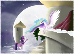 Size: 1280x938 | Tagged: safe, artist:bri-sta, princess celestia, twilight sparkle, g4, female, lesbian, ship:twilestia, shipping, singing