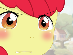 Size: 2675x2009 | Tagged: safe, artist:yuki endo, apple bloom, earth pony, anthro, g4, ambiguous facial structure, face, gununu, high res, meme, reaction image