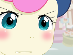 Size: 2675x2009 | Tagged: safe, artist:yuki endo, bon bon, sweetie drops, earth pony, anthro, g4, ambiguous facial structure, face, gununu, high res, meme, reaction image