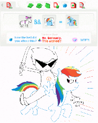 Size: 500x627 | Tagged: dead source, safe, rainbow dash, human, pegasus, pony, g4, animated, crossover, dirk strider, homestuck, humans riding ponies, maplehoof, rainbow dash is not amused, riding, unamused