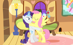 Size: 5600x3500 | Tagged: safe, artist:replaymasteroftime, fluttershy, rarity, fanfic:green, blushing, fanfic art, female, flarity, kissing, lesbian, rose, shipping, surprise kiss, surprised