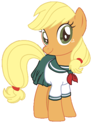Size: 318x418 | Tagged: safe, artist:ake-xanchez, applejack, earth pony, pony, g4, ake-xanchez, clothes, female, mare, schoolgirl, simple background, solo, transparent background