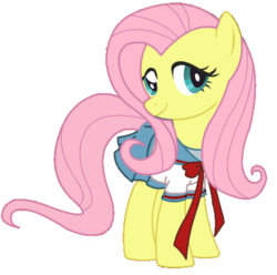 Size: 420x416 | Tagged: safe, artist:ake-xanchez, fluttershy, g4, clothes, schoolgirl