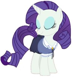 Size: 408x432 | Tagged: safe, artist:ake-xanchez, rarity, pony, unicorn, g4, clothes, eyes closed, female, horn, mare, schoolgirl, simple background, solo, transparent background