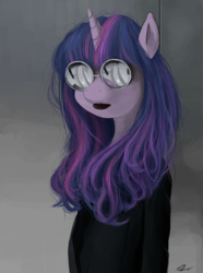 Size: 800x1078 | Tagged: safe, artist:ninthsphere, twilight sparkle, anthro, g4, bust, female, glasses, solo