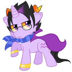 Size: 500x502 | Tagged: safe, artist:tina-chan, pony, unicorn, cape, clothes, eridan ampora, homestuck, ponified, scarf, simple background, solo, transparent background