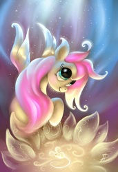 Size: 822x1200 | Tagged: safe, artist:rom-art, fluttershy, mouse, g4, female, light, solo