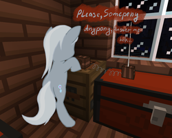 Size: 1280x1024 | Tagged: safe, artist:fantasyglow, silver spoon, g4, crossover, lonely spoon, minecraft, tumblr