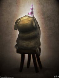 Size: 777x1028 | Tagged: safe, artist:tarantad0, madame leflour, g4, chair, hat, party hat