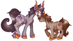 Size: 900x513 | Tagged: safe, artist:pony-untastic, gamzee makara, homestuck, karkat vantas, ponified, simple background, transparent background, unshorn fetlocks