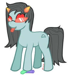 Size: 632x682 | Tagged: safe, artist:shattered-earth, chalk, homestuck, ponified, terezi pyrope