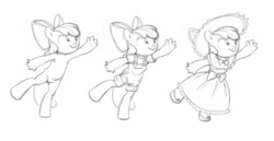 Size: 1280x658 | Tagged: safe, artist:carnifex, apple bloom, earth pony, anthro, g4, clothes, dress, monochrome, traditional art