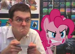 Size: 680x489 | Tagged: safe, pinkie pie, human, pony, g4, angry video game nerd, games, glasses, irl, photo, ponies in real life, vector