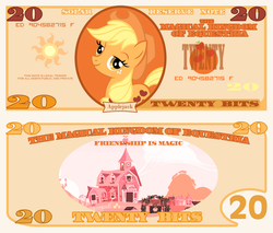 Size: 1200x1020 | Tagged: safe, artist:cradet, part of a set, applejack, g4, bill, bits, money, part of a series, stock vector, sweet apple acres