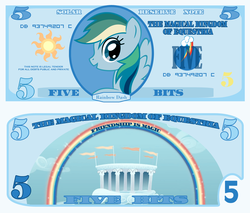 Size: 1200x1020 | Tagged: safe, artist:cradet, part of a set, rainbow dash, g4, bill, bits, cloudsdale, money, part of a series, rainbow dosh, stock vector